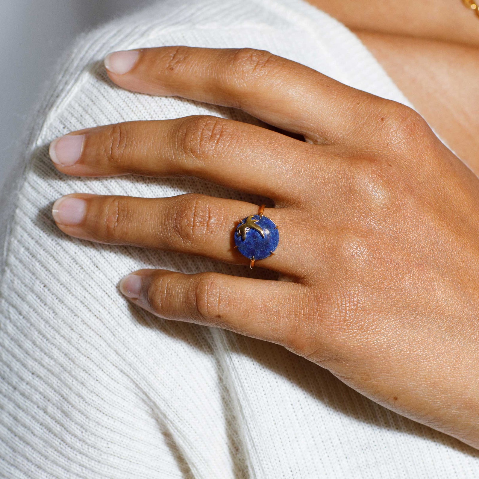 gold vermeil and lapis lazuli ring