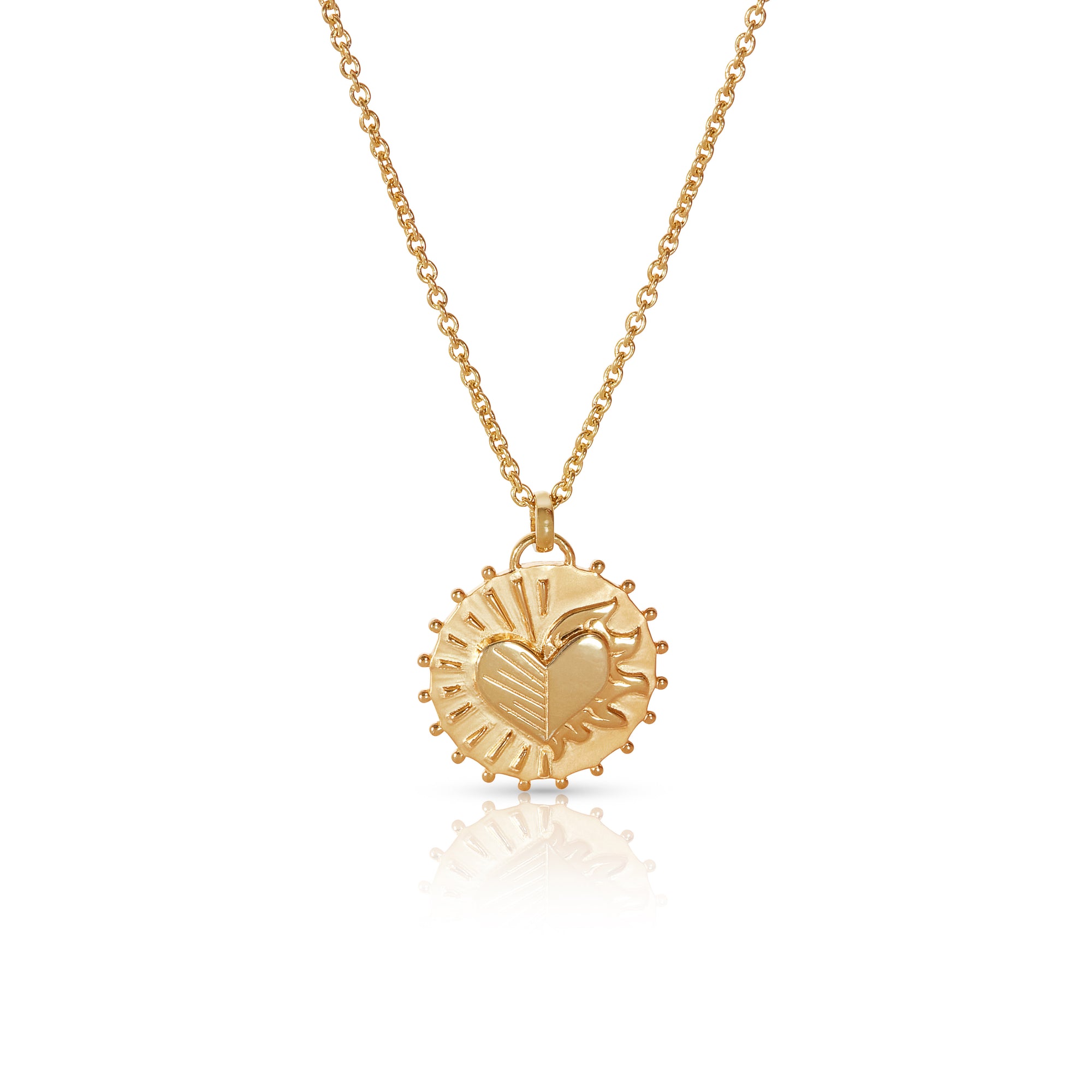 heart aflame gold vermeil necklace