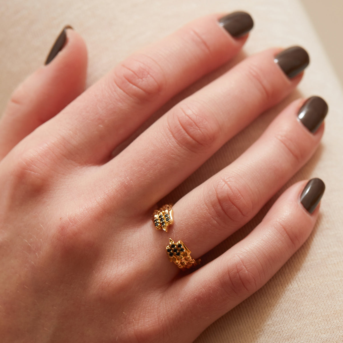 gold vermeil and onyx band ring