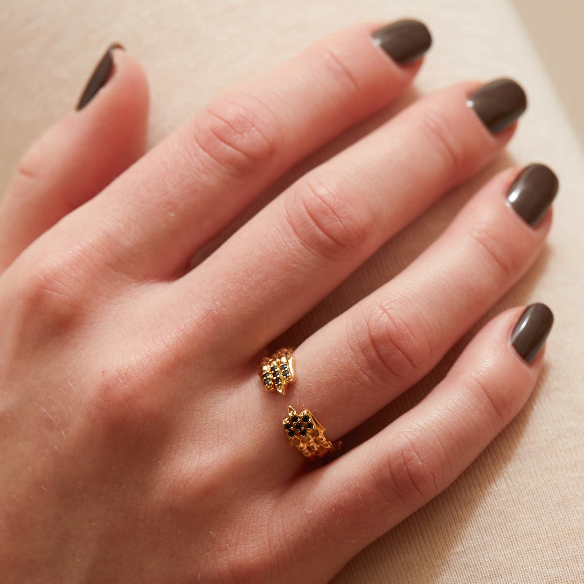 womens gold vermeil and onyx band ring