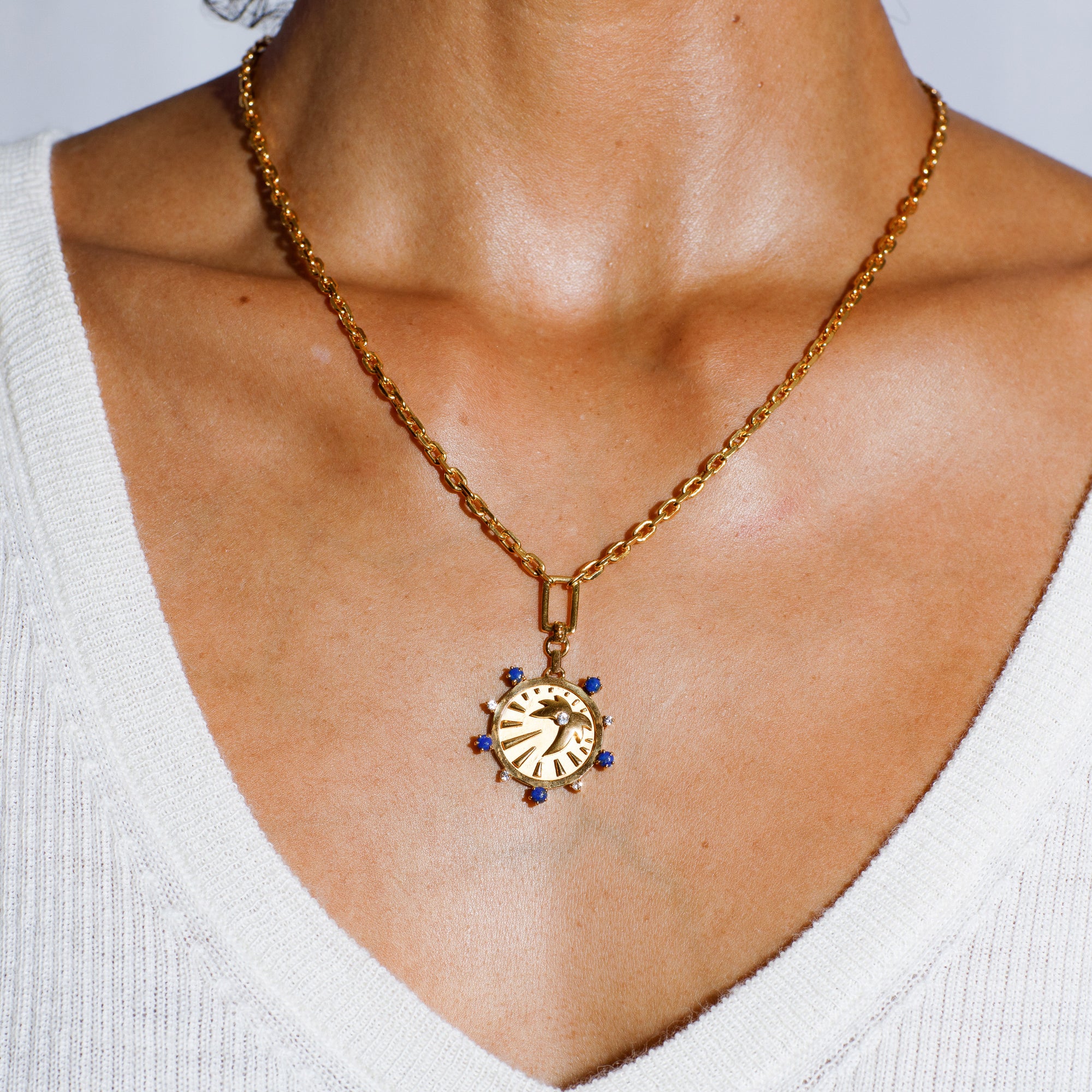 gold vermeil and lapis necklace