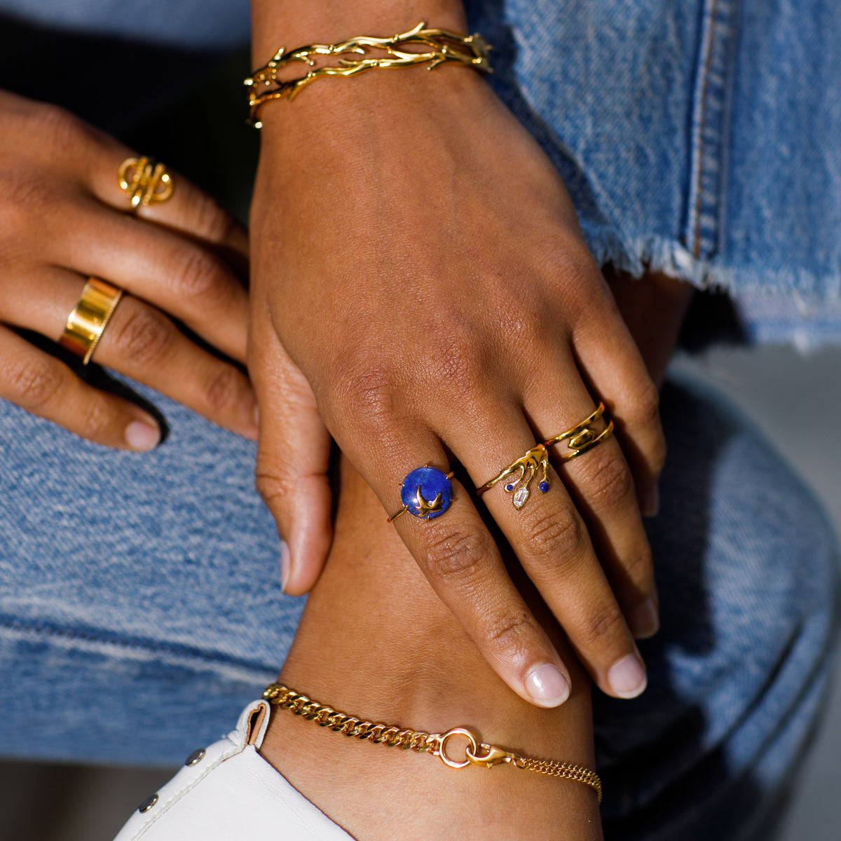 gold vermeil lapis lazuli ring