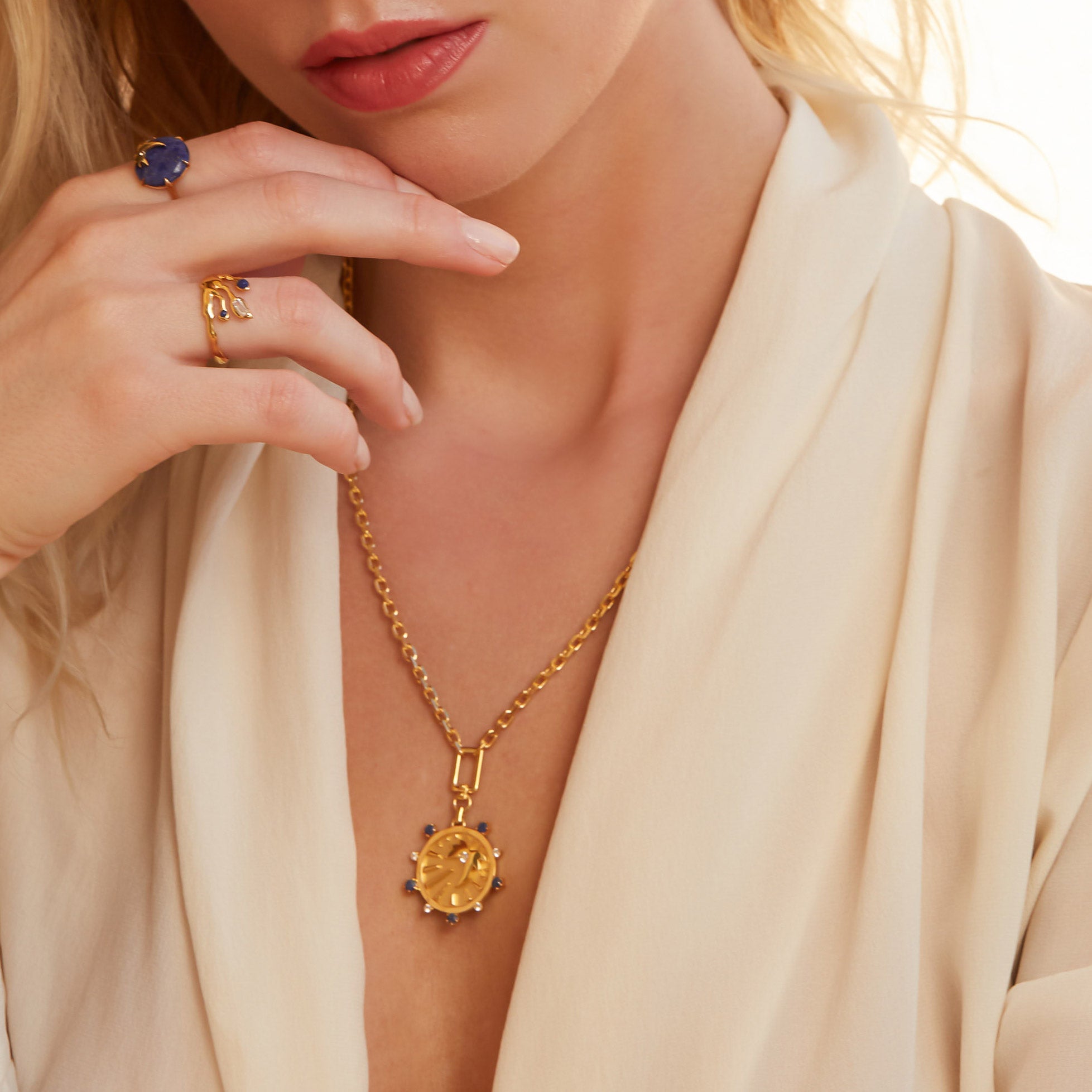 gold vermeil and lapis necklace