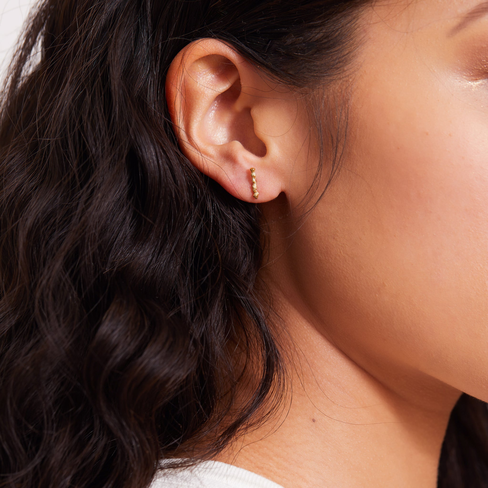 Stem Stud Earrings - Delicate Gold Stud Earrings - Lausanne Jewelry 