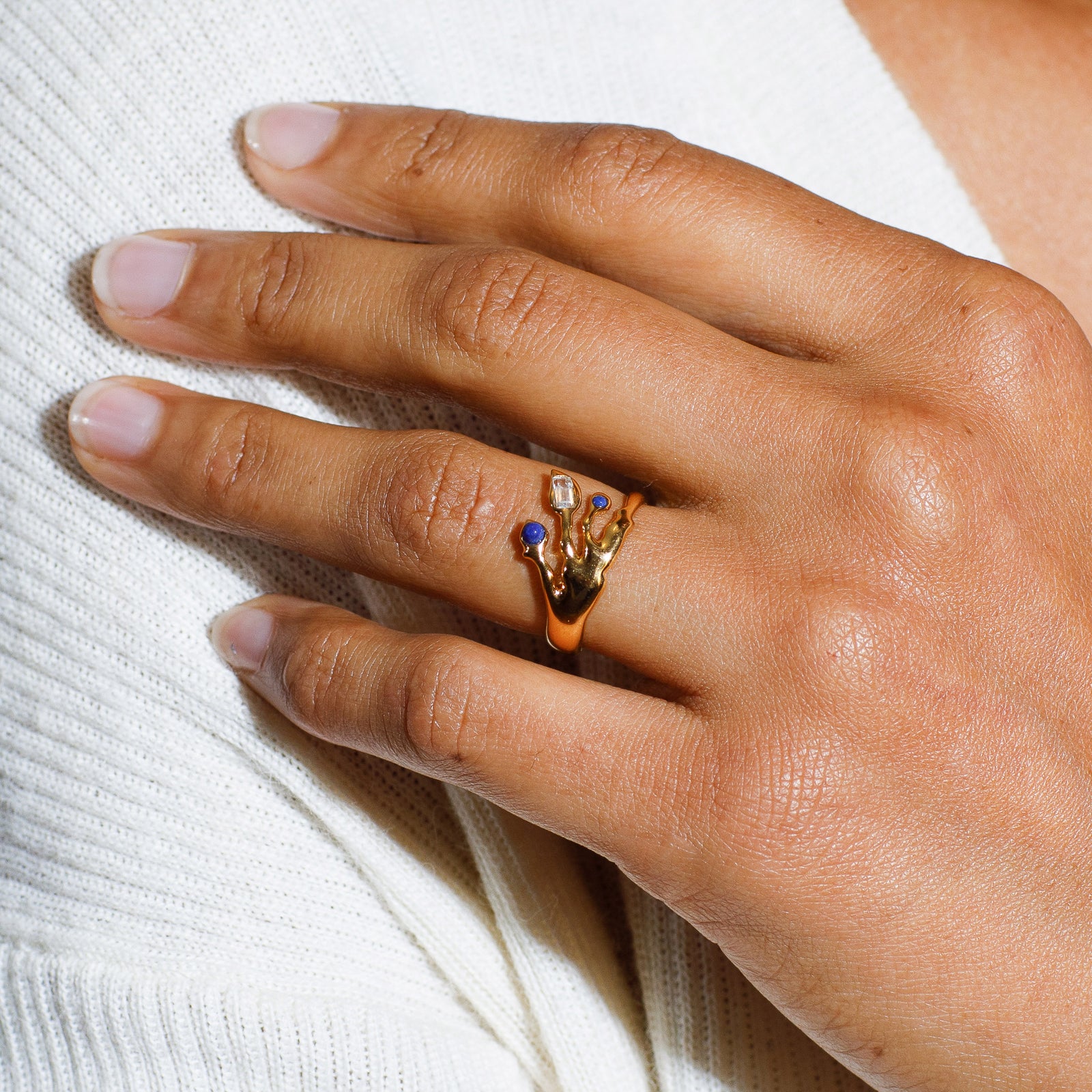 gold vermeil lapis and topaz ring